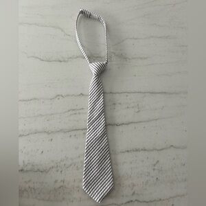 Kids Striped Gray and White Seersucker Necktie